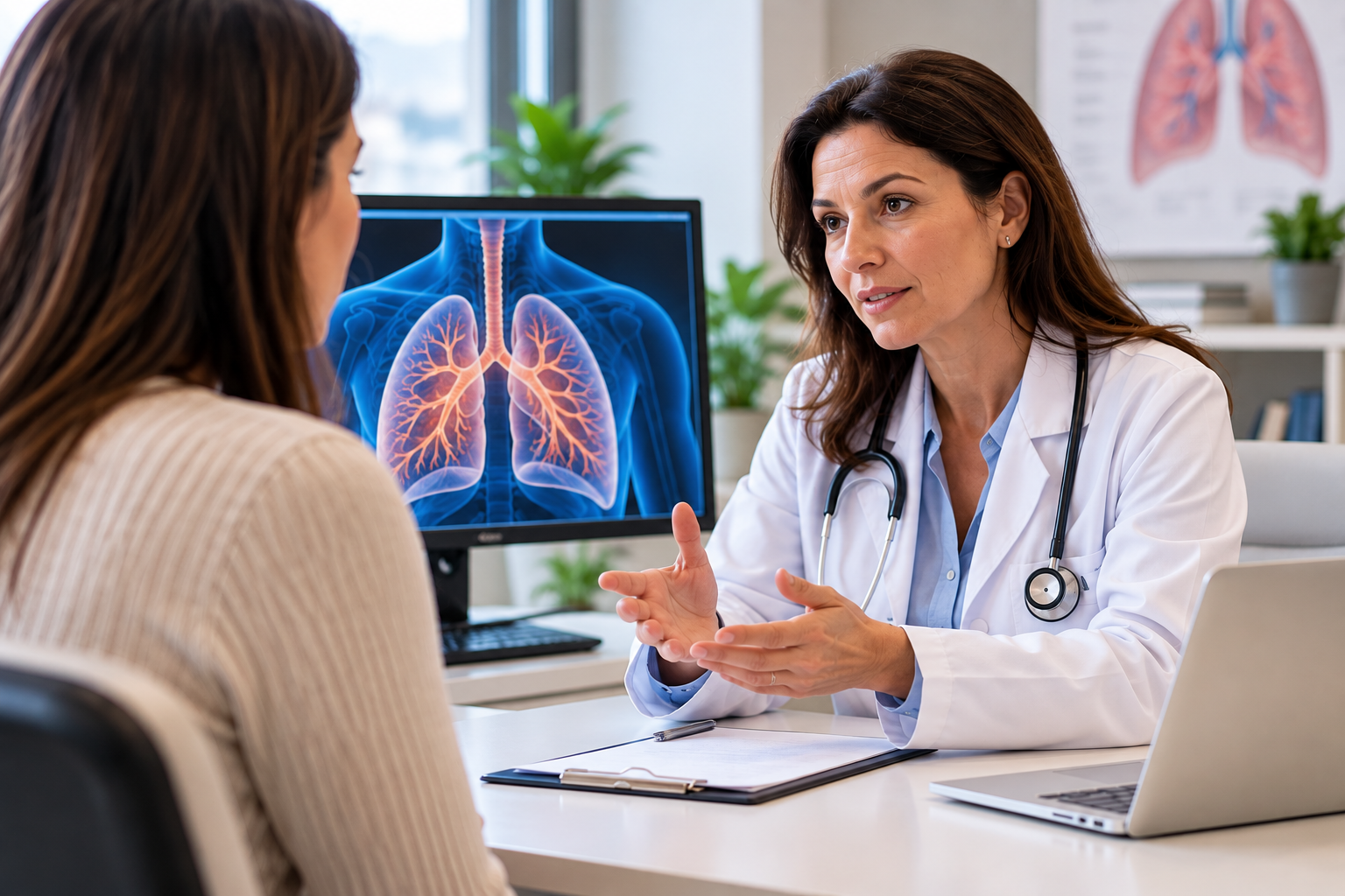 Consulta com pneumologista para investigação de sintomas e doenças respiratórias